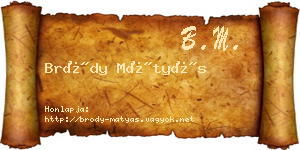 Bródy Mátyás névjegykártya